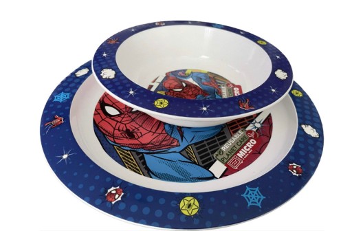 Zestaw obiadowy SPIDERMAN - talerzyk + miseczka dla dziecka nietłukący