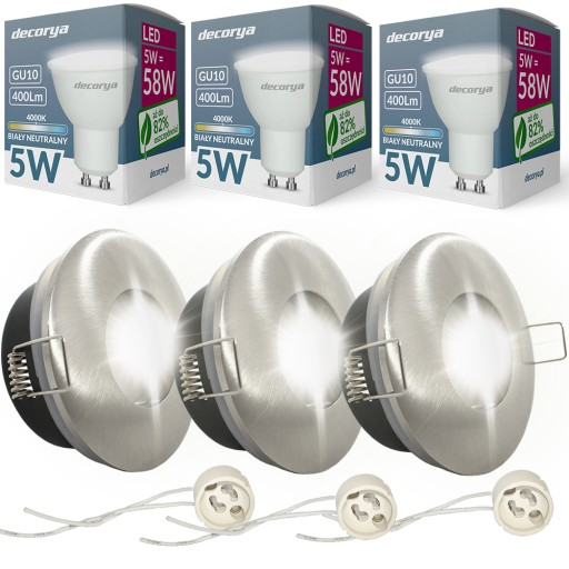 OPRAWKA SUFITOWA METALOWA IP64+ŻARÓWKI GU10 3SZT