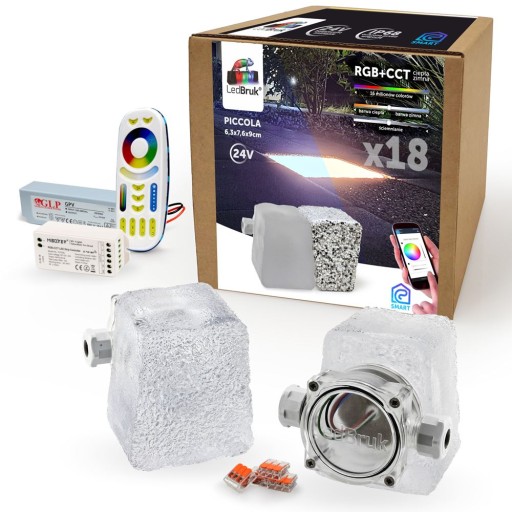 18x Świecąca Kostka Brukowa LED Piccola-B RGB+CCT
