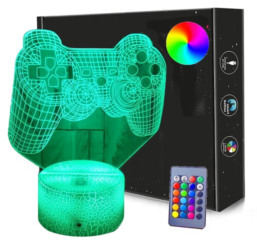Lampka Nocna GAMEPAD 3D Led USB/BATERIE + PILOT