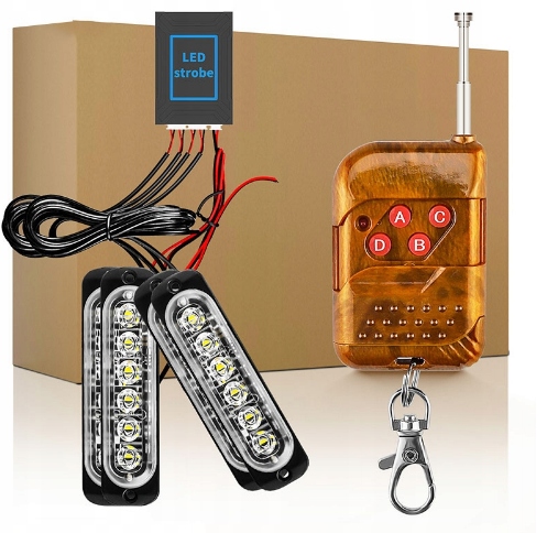 LAMPA OSTRZEGAWCZA STROBOSKOP POMOC LAWETA 4x6 LED