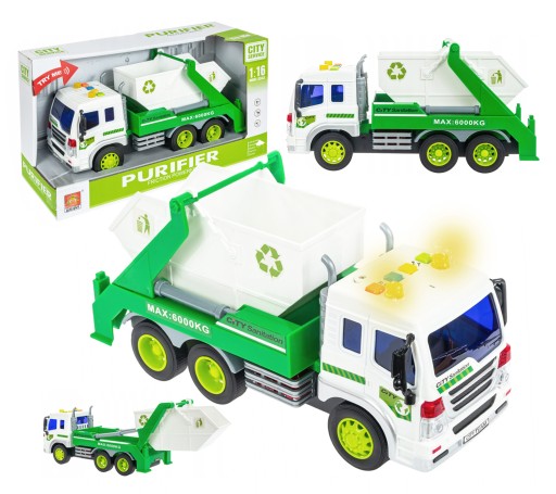 POJAZD AUTO ŚMIECIARKA 1:16 ŚWIATŁO DŹWIĘK NAPĘD