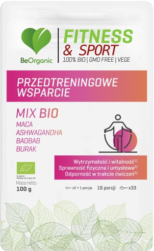 BEORGANIC Przedtreningowe Wsparcie MIX BIO 100 g