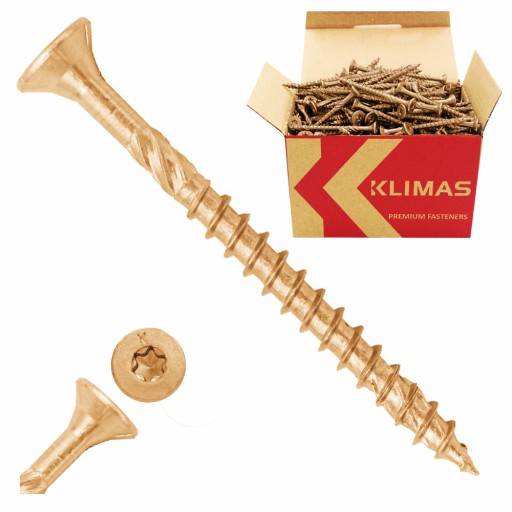 WKRĘTY CIESIELSKIE DO DREWNA 4,5x70 STOŻKOWE TORX 250szt WKCS-45070 KLIMAS