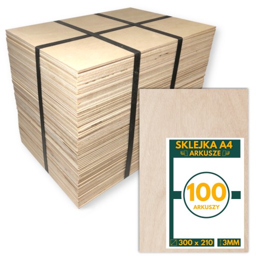SKLEJKA 3MM DO LASERA KLASA 1 / 2 FORMATKA A4 100 SZT