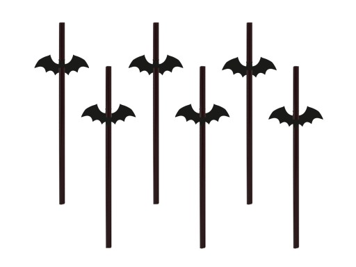 Słomki rurki BIO Nietoperz Halloween 6szt