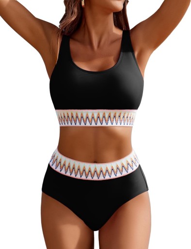 Damskie zestawy bikini z wysokim stanem, dwuczęściowe sportowe stroje kąpielowe, XXL