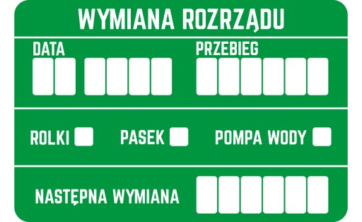 NAKLEJKI SERWISOWE 90szt WYMIANA ROZRZĄDU 9 x 6 cm