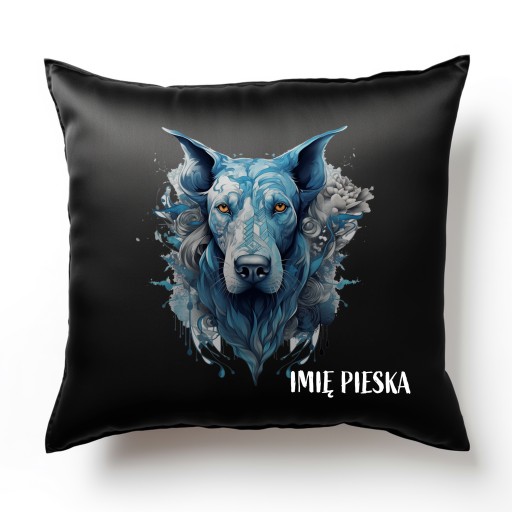 POSZEWKA SATYNA 40CM PIES DOBERMAN Z IMIENIEM NA PREZENT