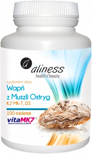ALINESS Wapń z Muszli Ostryg K2MK7 i D3 KOŚCI 100T