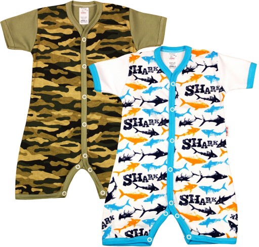 PAJAC KR rampers 2PAK MORO Khaki +Rekiny 74 KLEKLE