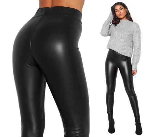 LEGGINSY OCIEPLANE WOSKOWANE SPODNIE LATEX SKÓRA