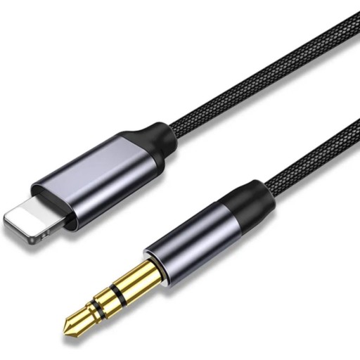 Kabel Przejściówka iPhone do Aux Jack Audio Szary Bardzo dobry