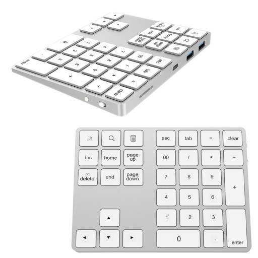 KLAWIATURA BLUETOOTH NUMERYCZNA 2x USB MEMBRANOWA