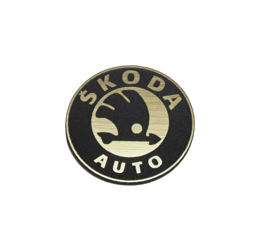 Naklejka Emblemat SKODA AUTO złota 60mm