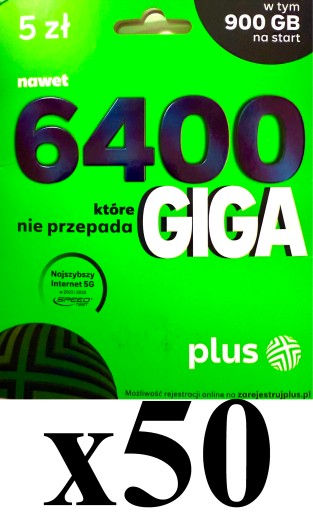 50 x STARTER PLUS ELASTYCZNY 5Pln BEZ LIMTU + 900GB HURT Fv VAT