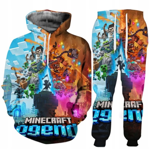 DRES MINECRAFT BLUZA SPODNIE ŚWIECĄCY W CIEMNOŚCI
