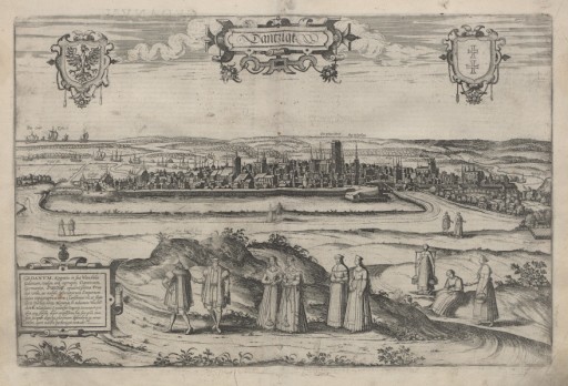 Gdańsk - archiwalna panorama miasta z XVI w. | Format A3+ bez ramy
