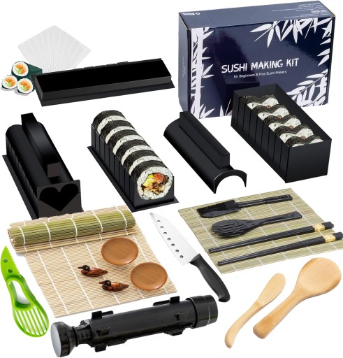 ZESTAW MASZYNKA DO ROBIENIA SUSHI Z ROLKA MATA AKCESORIA DO SUSHI - 22SZT
