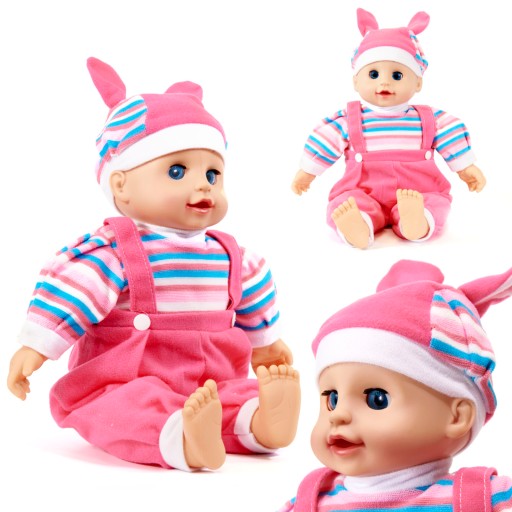 Lalka bobas z dźwiękiem różowa 40cm MÓWI PŁACZE