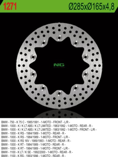 NG TARCZA HAMULCOWA PRZÓD BMW K 75C/RT/S '94-'96, PRZÓD/TYŁ K 100 '84-'93,