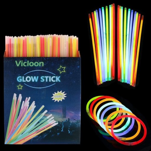 100X ŚWIECĄCE W CIEMNOŚCI OPASKI PAŁECZKI FLUORESCENCYJNE DLA DZIECKA