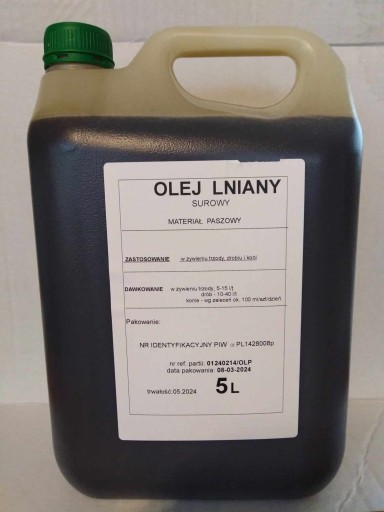 OLEJ LNIANY surowy - 5 l.