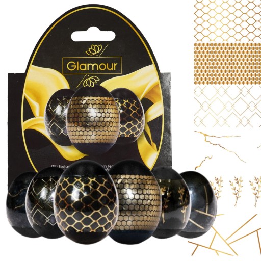 BARWNIK DO JAJEK PISANEK OWIJKI ZŁOTE GLAMOUR CZARNE 6szt termokurczliwe
