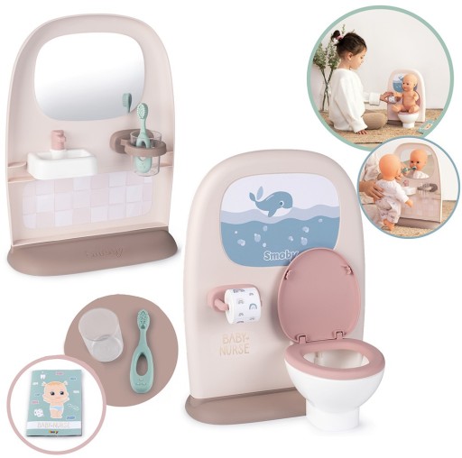 Toaleta dla lalki dwustronny Zestaw Baby Nurse Umywalka Akcesoria Smoby