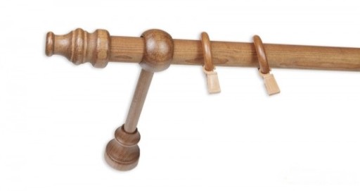 KARNISZ DREWNIANY 28 mm pojedynczy dąb 140 cm
