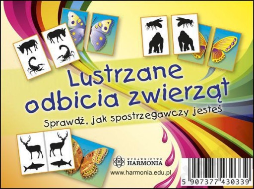 Lustrzane odbicie zwierząt KARTY spostrzegawczość