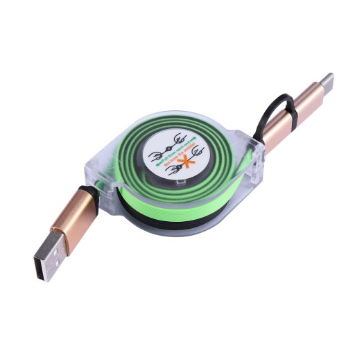 KABEL ŁADUJĄCY USB ZWIJANY TYP C / MIKRO, DŁUGOŚĆ 1M