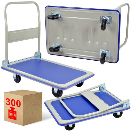WÓZEK MAGAZYNOWY TRANSPORTOWY SKŁADANY UDŻWIG 300 KG DREL KOŁA 125 MM