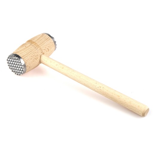 Tłuczek do mięsa kuchenny drewno metal okuwany