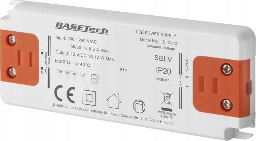 Transformator LED Basetech LD-12-12 12 W 1 A 1 szt