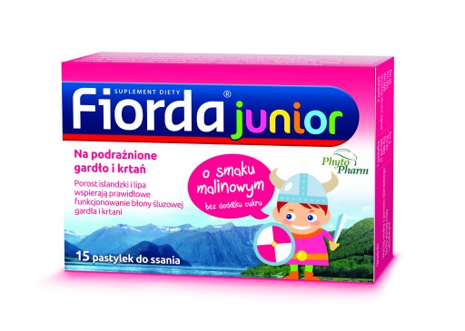 Fiorda Junior Malinowa 15 pastylki do ssania
