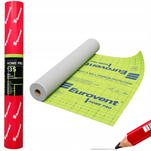 MEMBRANA WIATROIZOLACYJNA FOLIA DACHOWA NA DACH EUROVENT HOME PRO 135g 75m2