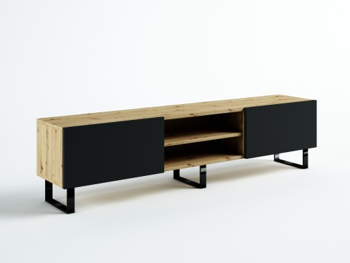 SZAFKA RTV LOFT 180 HALIFAX / CZARNY MAT EGGER