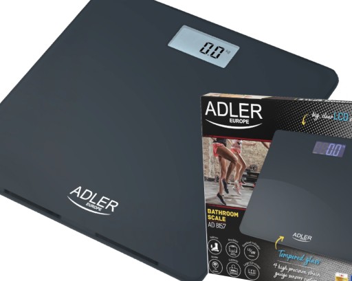 WAGA ŁAZIENKOWA GRAFITOWA DO 150KG SZKLANA ADLER
