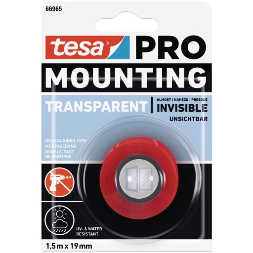 TESA TAŚMA MONTAŻ Mounting Transparent 1,5m x 19mm