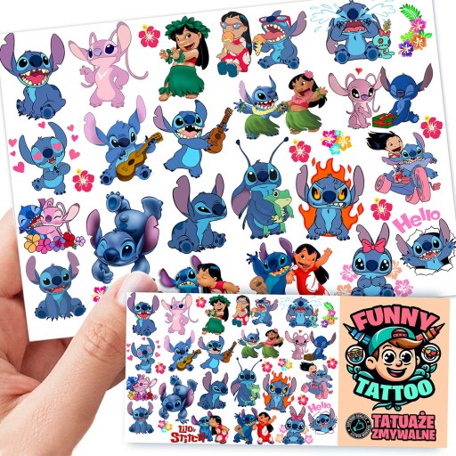 TATUAŻE ZMYWALNE DLA DZIECI DZIECIĘCE STITCH WZORY JAKOŚĆ