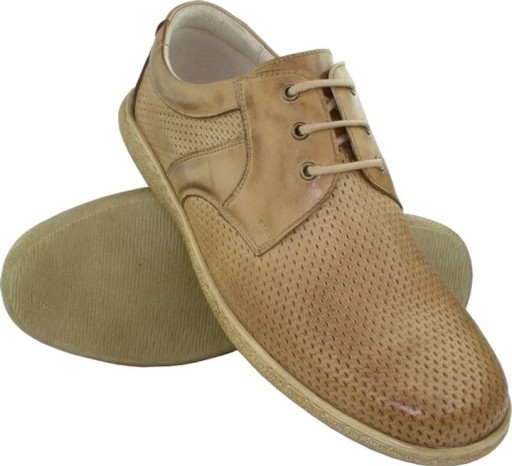 BUTY LETNIE MĘSKIE SKÓRA BEŻ 43 28,5 cm PAN 868Ł