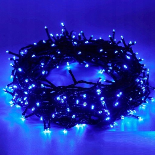 LAMPKI CHOINKOWE 100 LED NIEBIESKIE FLASH ZEWNĘTRZNE WEWNĘTRZNE