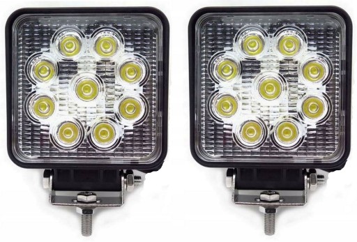 LAMPA ROBOCZA HALOGEN 9 LED 27W 12-24V 1620LM 83x83mm HOMOLOGACJA 2 SZTUKI