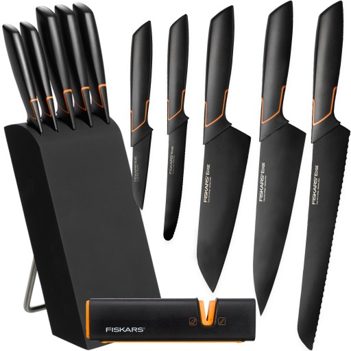 FISKARS ZESTAW KOMPLET 5 NOŻY NOŻE KUCHENNE W BLOKU EDGE OSTRE OSTRZAŁKA