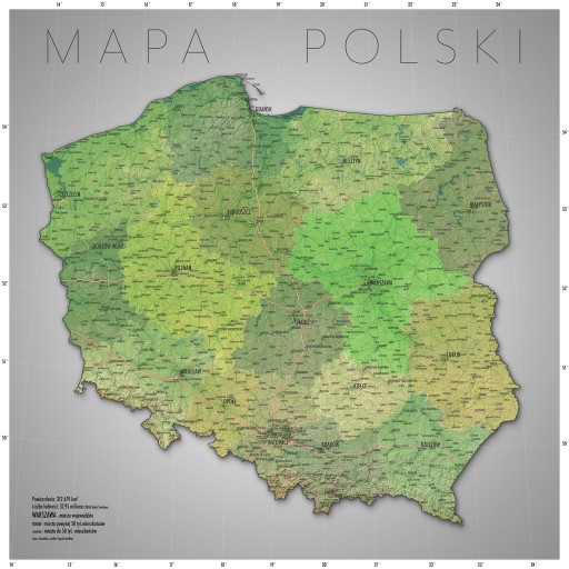 Mapa Polski Podział Administracyjny Plakat 100x100