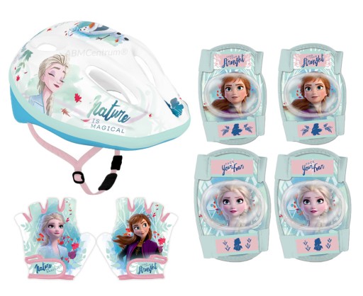 Kask rowerowy 4x ochraniacze kolana łokcie rękawiczki Kraina Lodu Frozen