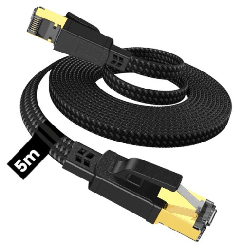 MOCNY KABEL SIECIOWY INTERNETOWY LAN ETHERNET 40GBS RJ45 KAT.8 5M