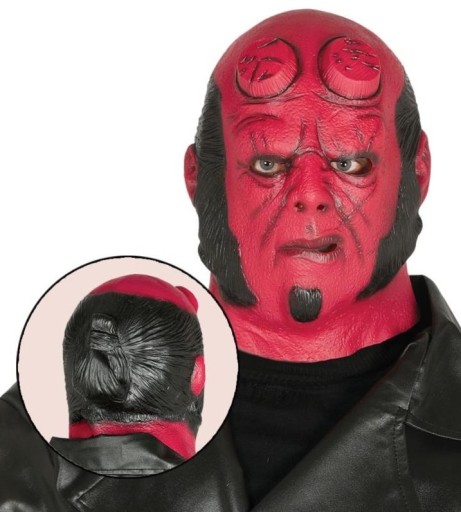 Maska Szatan Czerwona LATEX Lateks Hellboy Halloween Głowa
