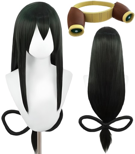 PERUKA WŁOSY OKULARY TSUYU ASUI ANIME COSPLAY